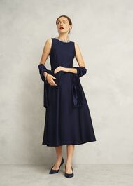 Tafara Velvet Scarf, Midnight Navy, hi-res