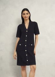 Tatton Cotton Blend Knitted Dress, Black, hi-res