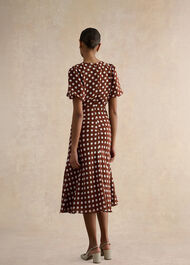 Petite Dorothy Spot Midi Dress, Brown Ivory, hi-res