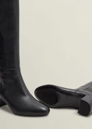 Caroline Knee Boots, Black, hi-res