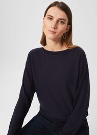 Lucia Sweater With Cashmere, Hobbs Navy, hi-res