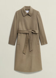 Petite Livia Wool Wrap Coat, Neutral, hi-res