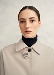Frida Shower Resistant Short Trench Coat, Buff Grey, hi-res