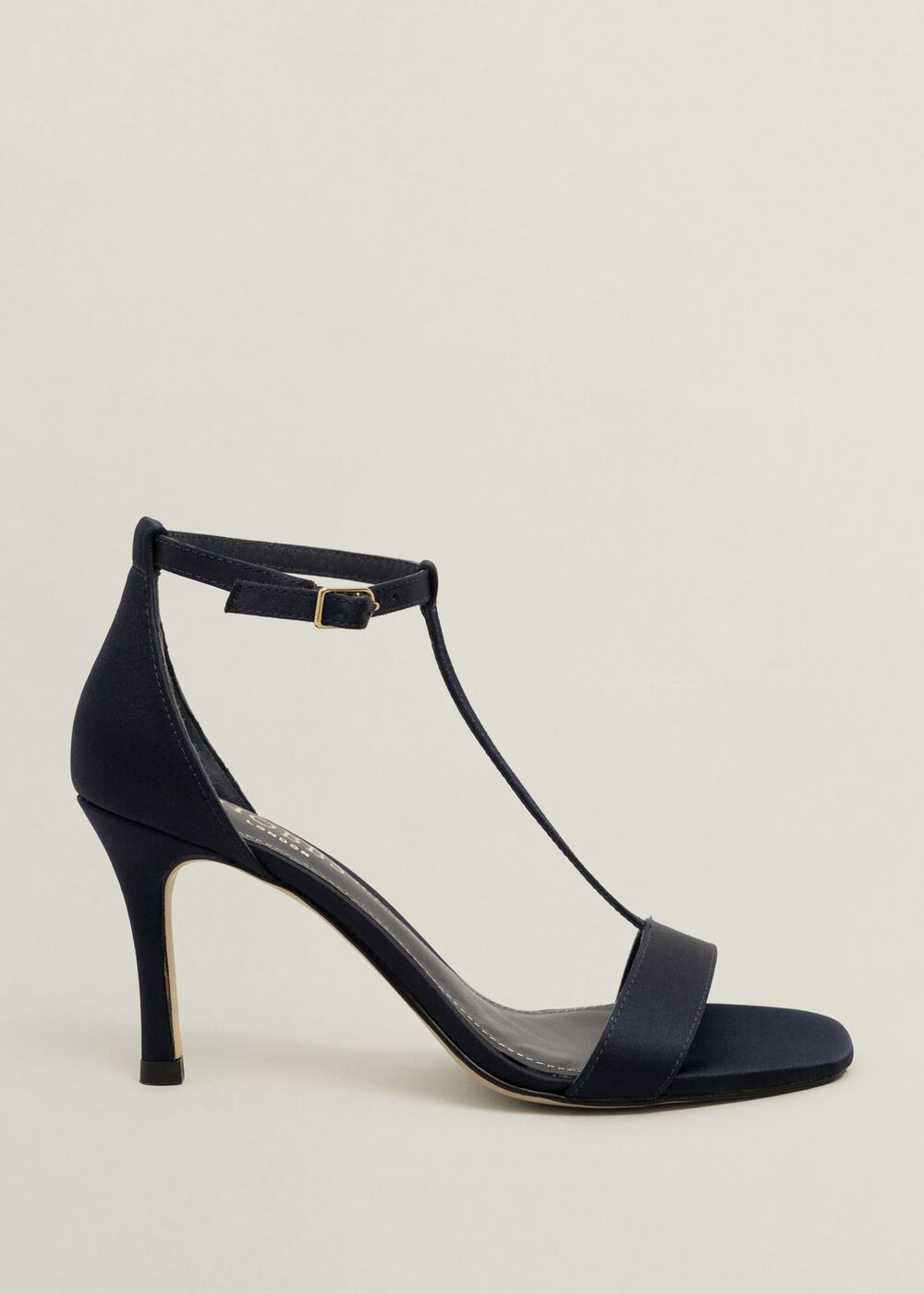 Nadia T-Bar Satin Sandals, Midnight, hi-res