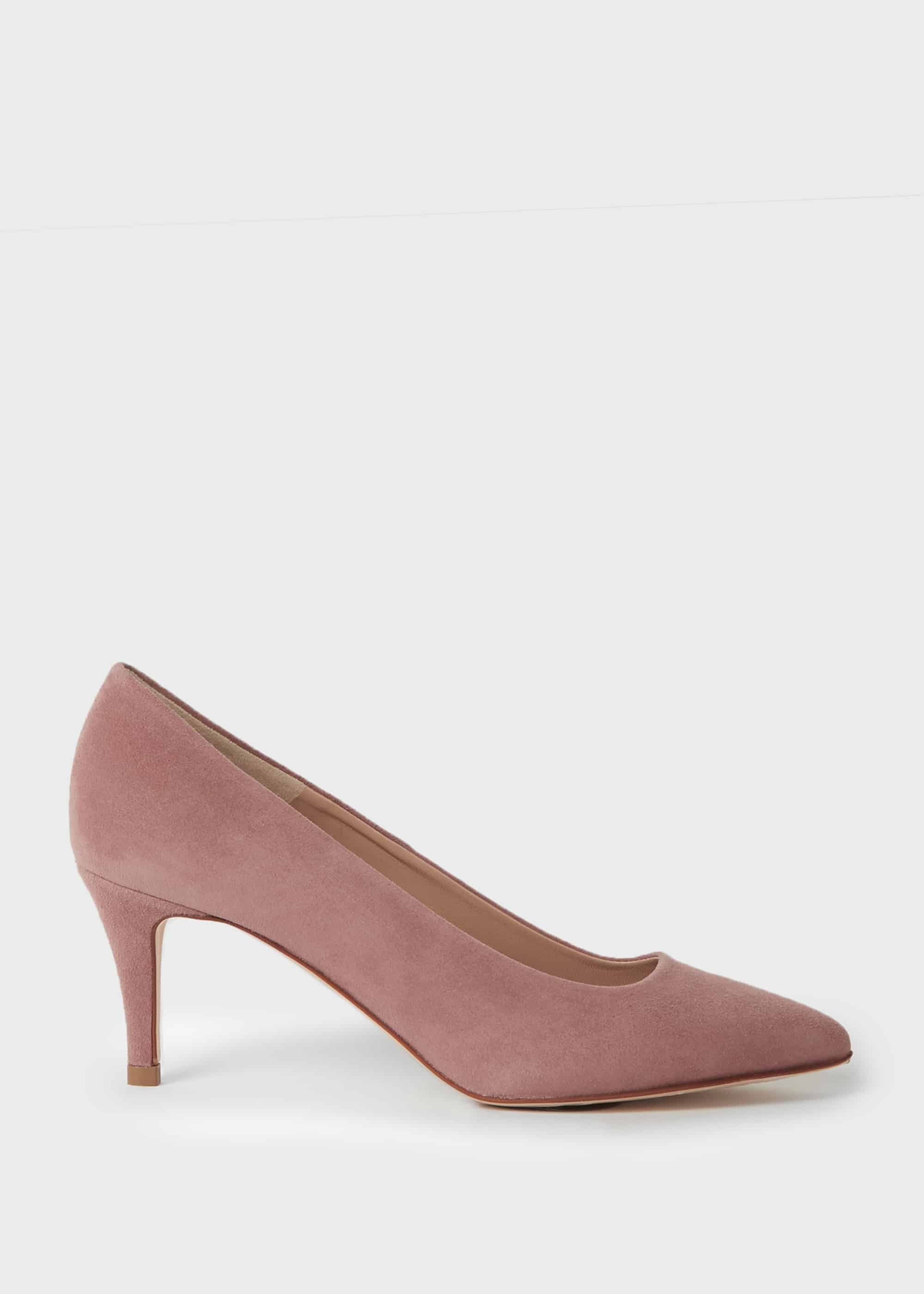 pink heeled court shoes