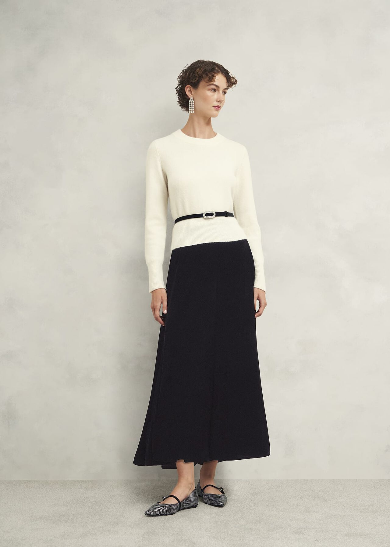 Charteris Velvet Skirt, Black, hi-res