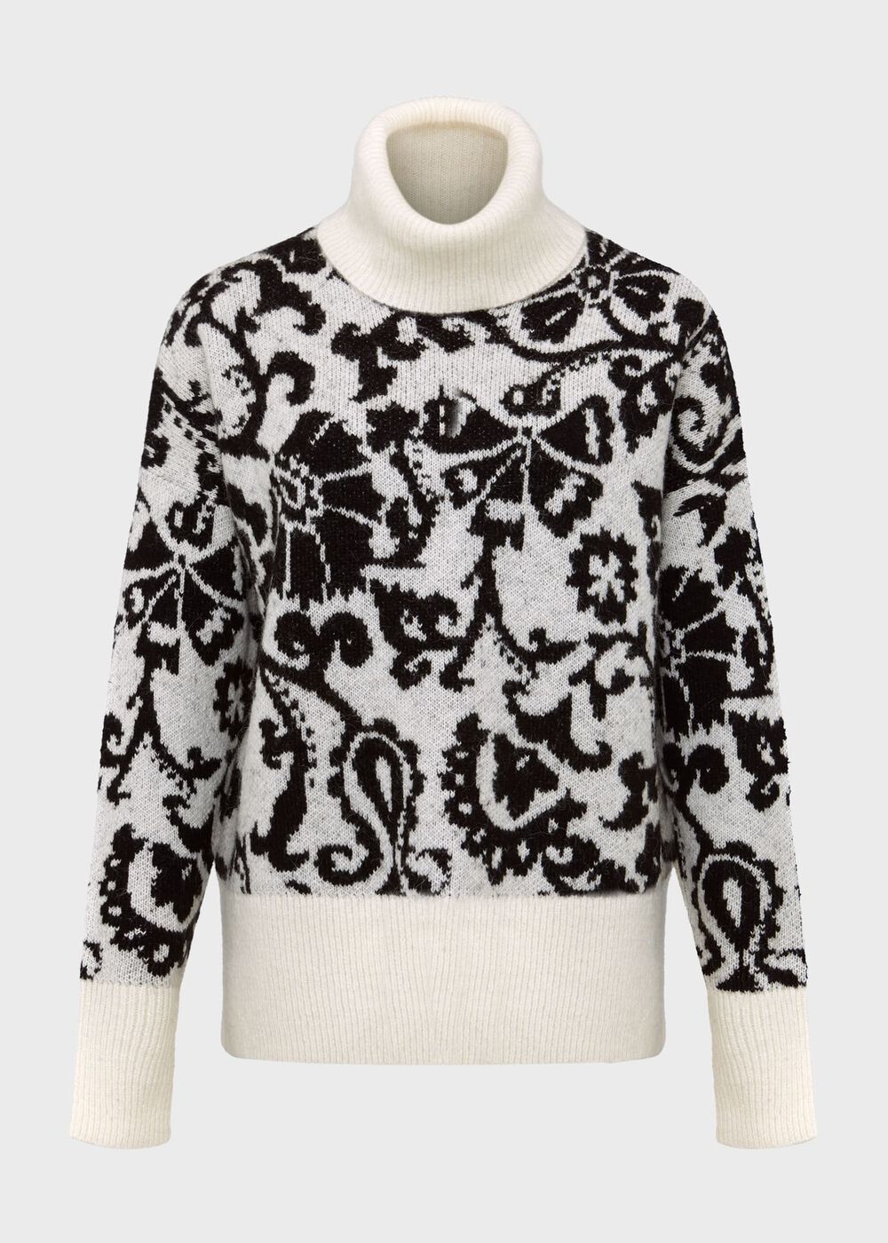 Kyra Jacquard Sweater, Ivory Black, hi-res