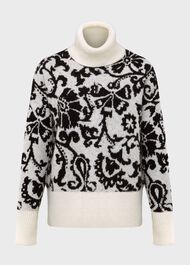 Kyra Jacquard Sweater, Ivory Black, hi-res
