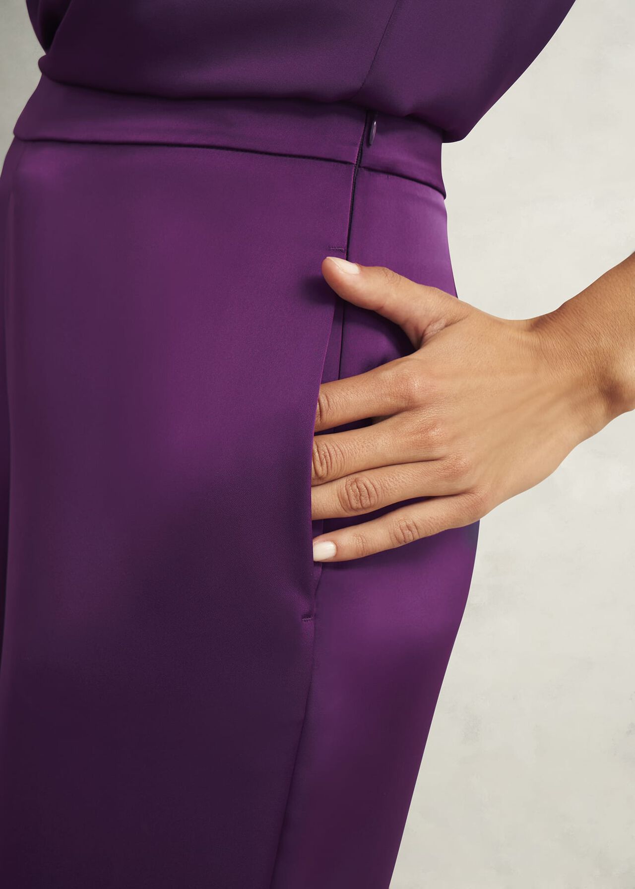 Judith Satin Trousers, Vibrant Purple, hi-res