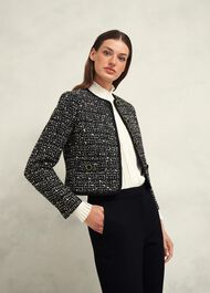 Emilia Tweed Jacket, Black Ivory, hi-res