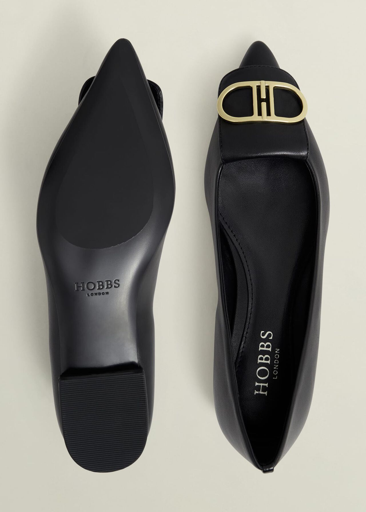 Leah Leather Pointed Flats, Black, hi-res