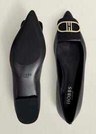Leah Leather Pointed Flats, Black, hi-res