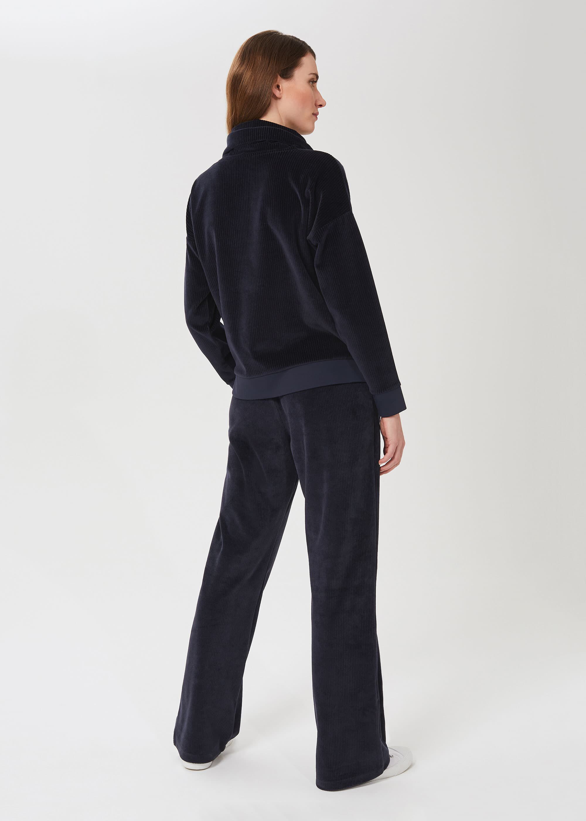Ribbed velour trousers - Dark blue - Ladies | H&M IN
