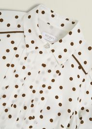 Francesca Pleated Spot Dress, Ivory Brown, hi-res