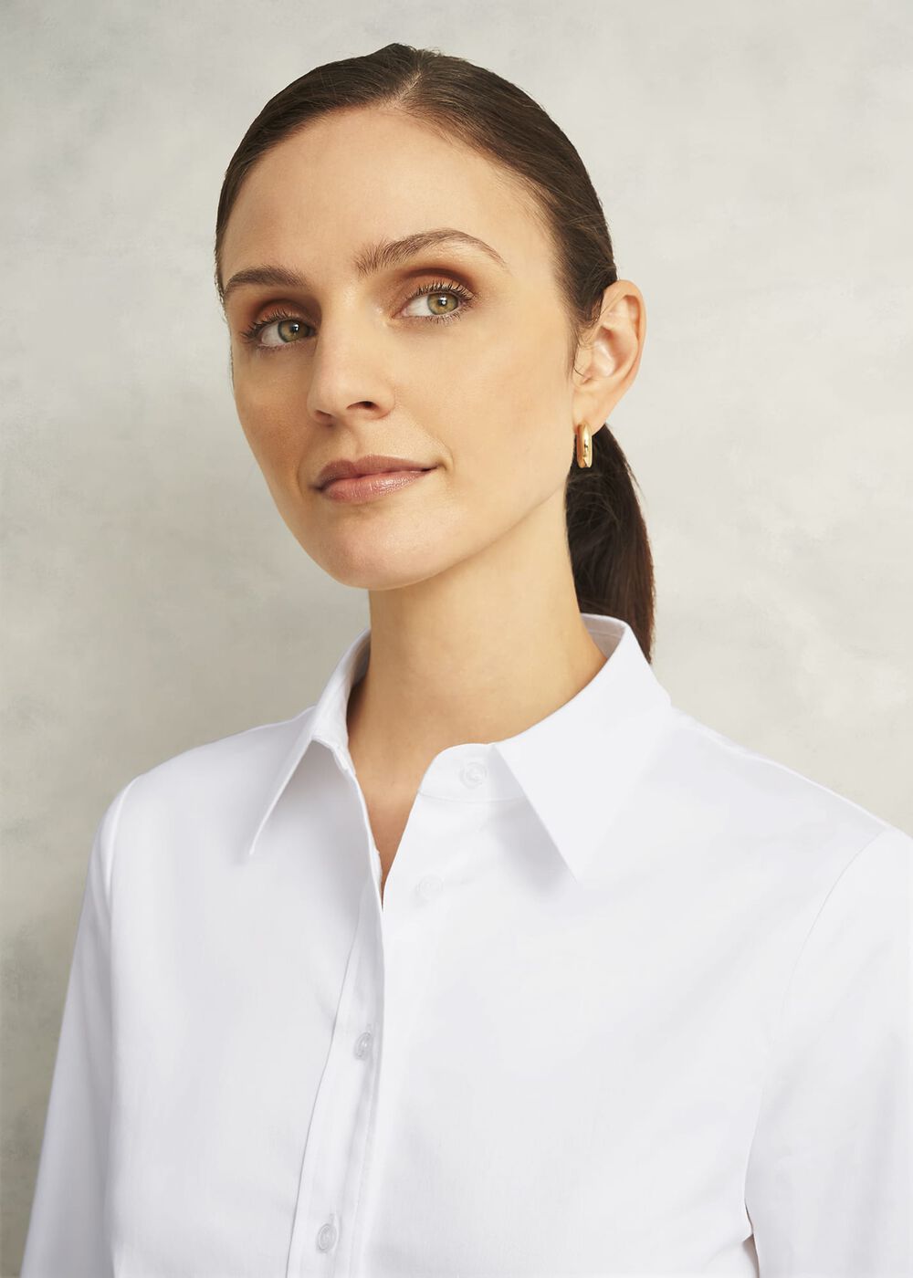 Viola Cotton Blend Shirt, White, hi-res