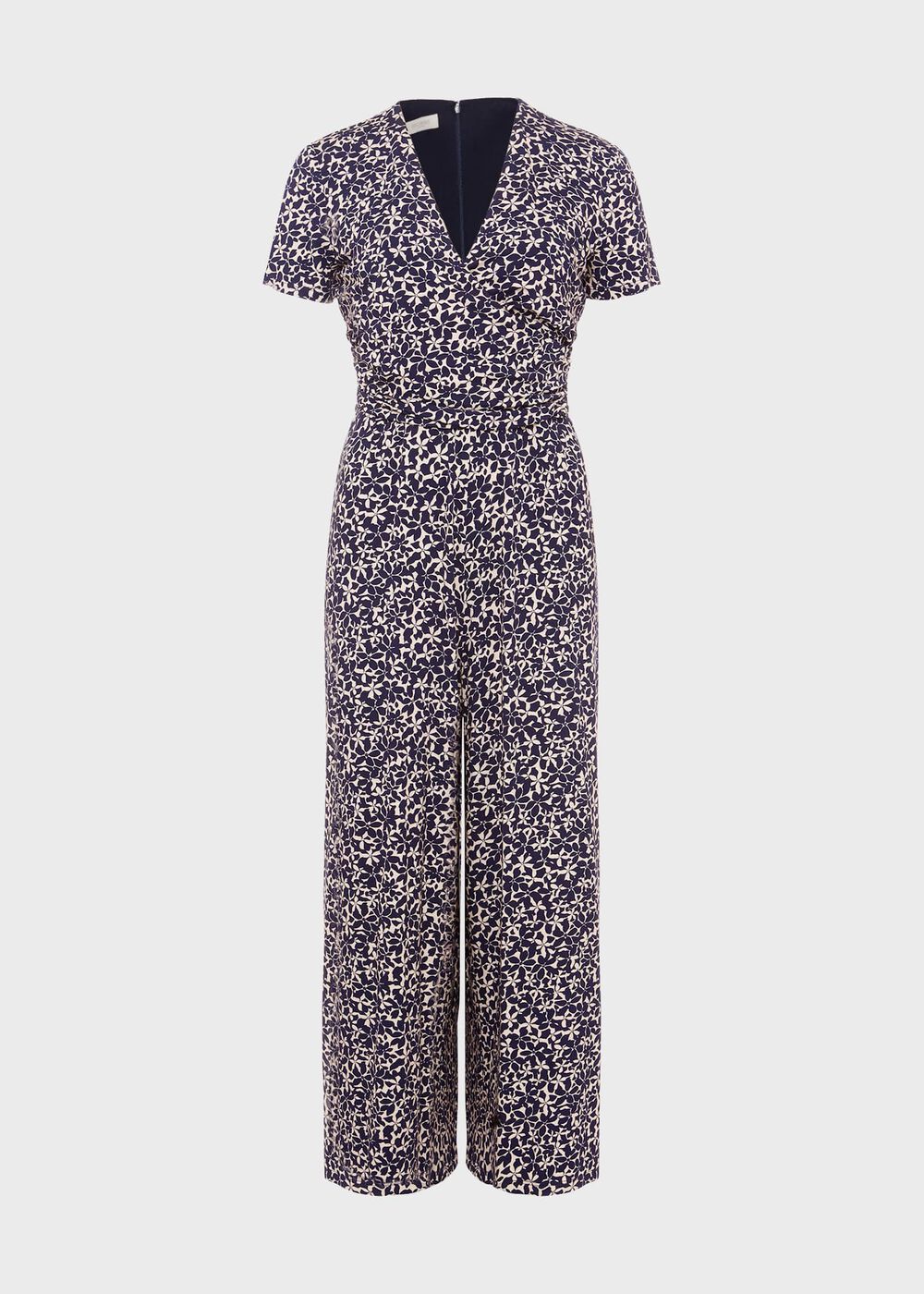 Dina Wrap Floral Jumpsuit, Navy Cream, hi-res
