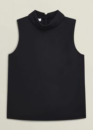 Black Clarice Roll Neck Sleeveless Top, Black, hi-res