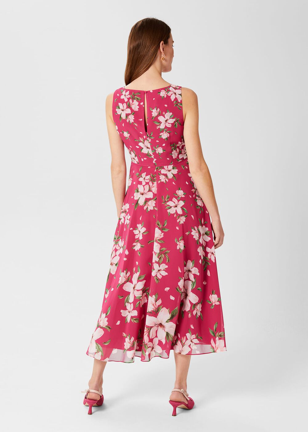 Carly Floral Midi Dress, Pink Multi, hi-res