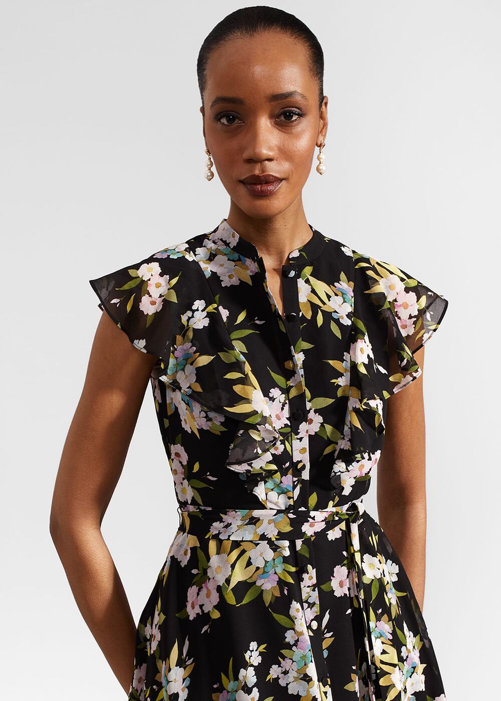 Erica Belted Midi Dress, Black Multi, hi-res