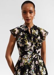 Erica Belted Midi Dress, Black Multi, hi-res