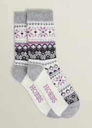 Fairisle Knit Socks, Grey Multi, hi-res