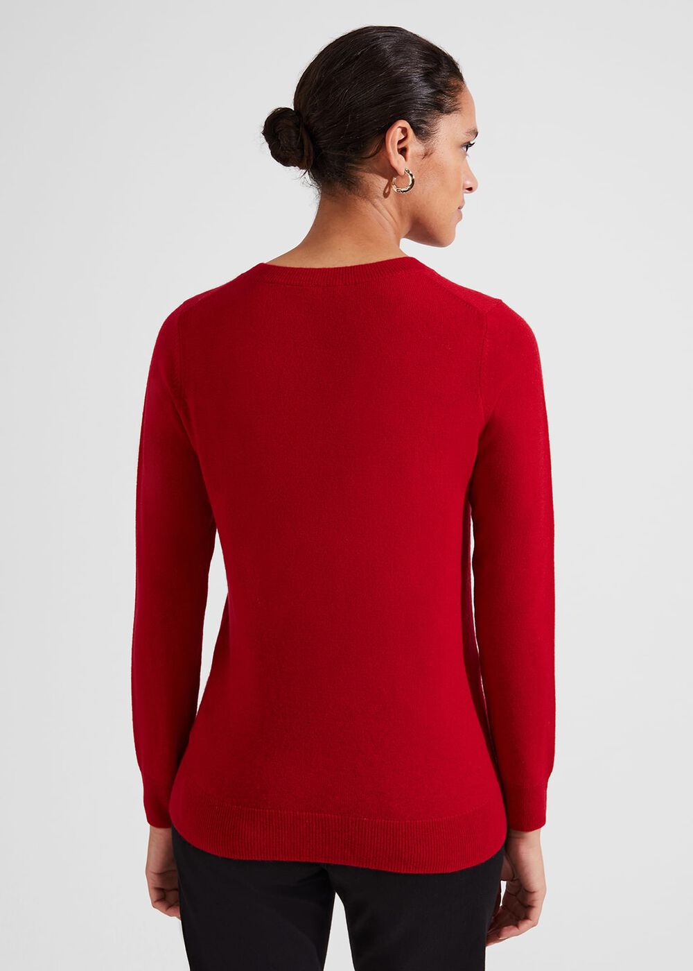 Samira Wool Cashmere Star Sweater, Red Ivory, hi-res