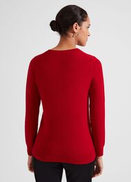 Samira Wool Cashmere Star Sweater, Red Ivory, hi-res