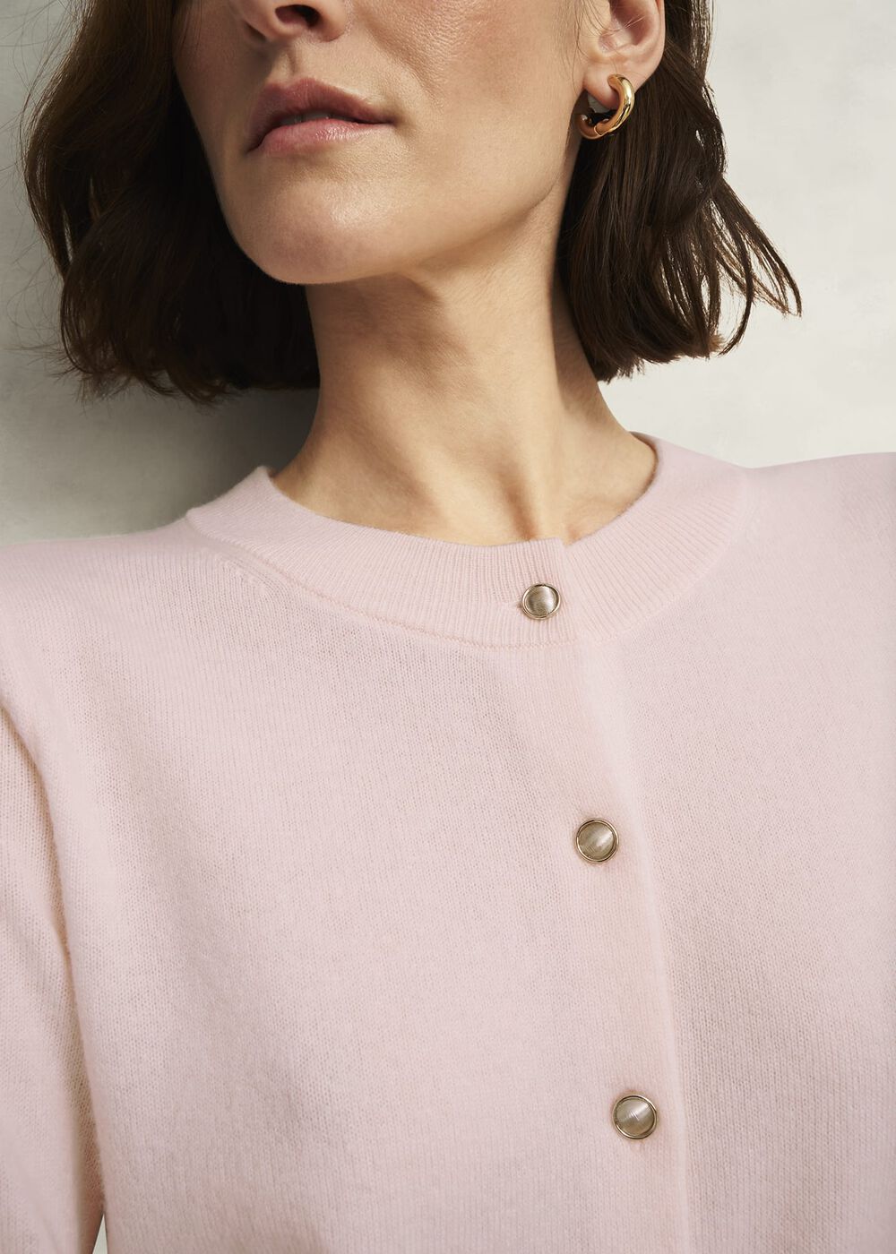 Pink Tresco Wool Cashmere Crew Neck Knitted Jumper, Pale Pink, hi-res