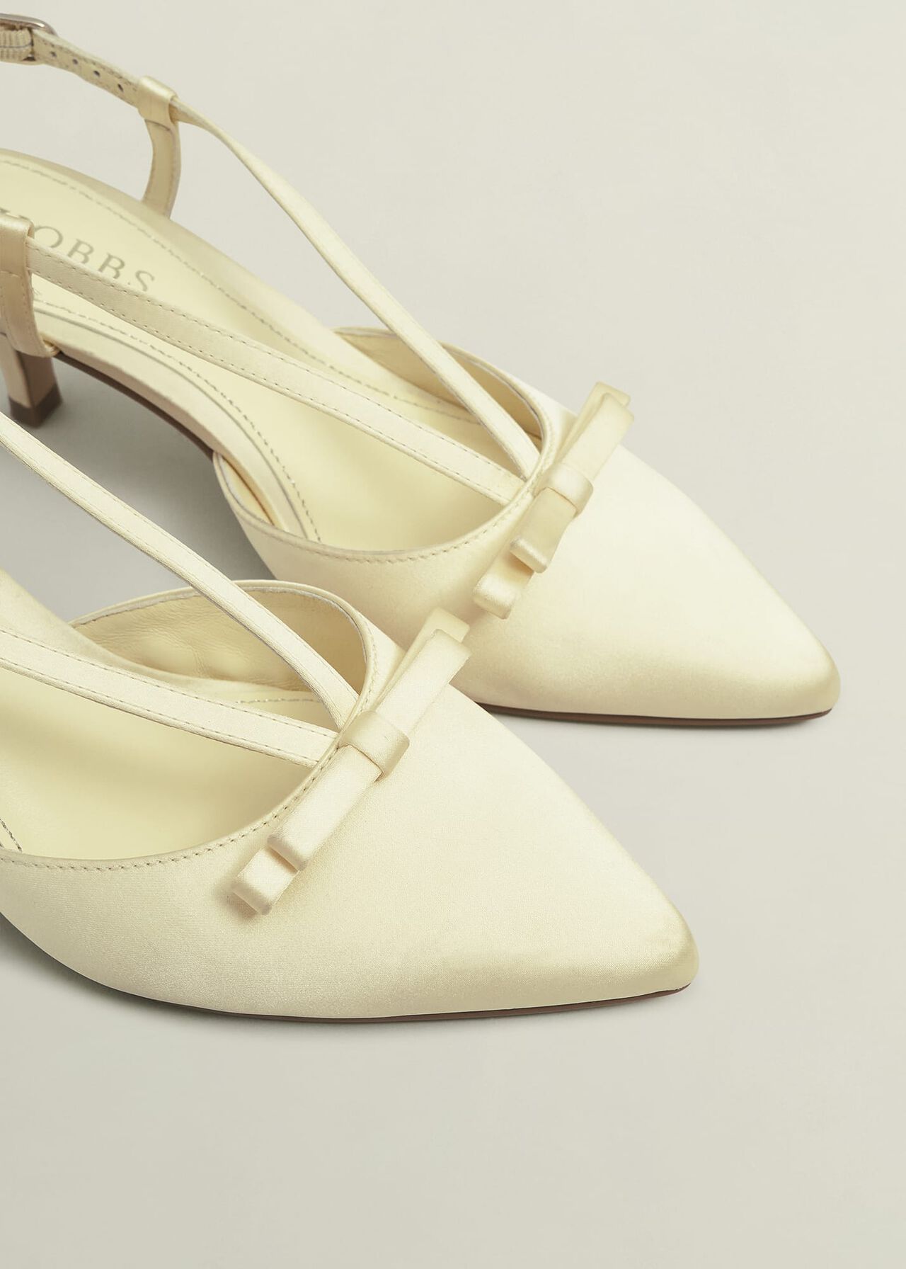 Macie Bow Satin Slingbacks, Pale Yellow, hi-res