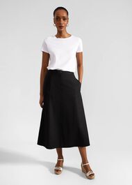 Lina Linen Skirt, Black, hi-res