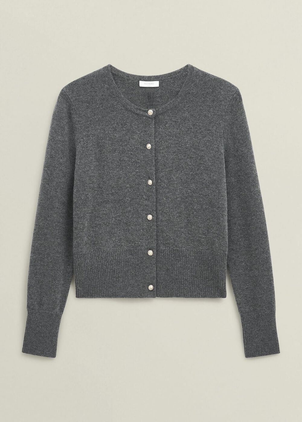 Lulah Wool Blend Fur Collar Knitted Cardigan, Charcoal Grey, hi-res