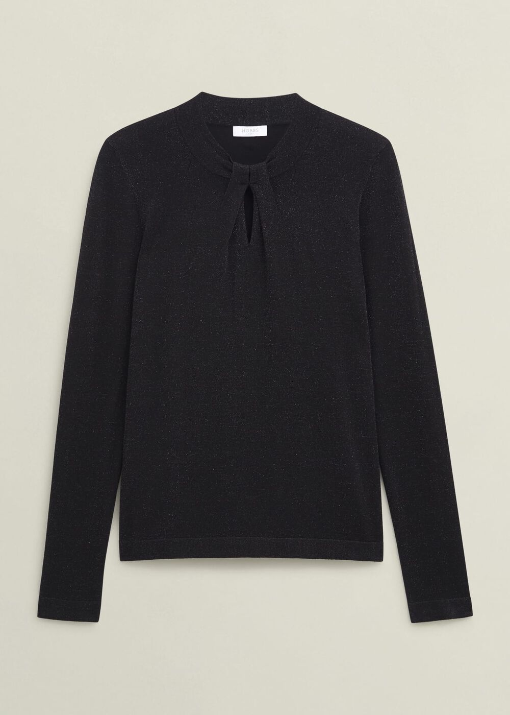 Sparkle Effie Keyhole Knitted Sweater, Black, hi-res