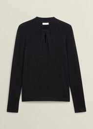 Sparkle Effie Keyhole Knitted Sweater, Black, hi-res