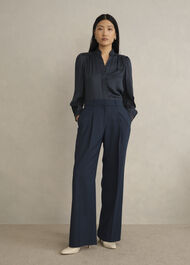 Lauren Wide Pants, Dark Slate Blue, hi-res