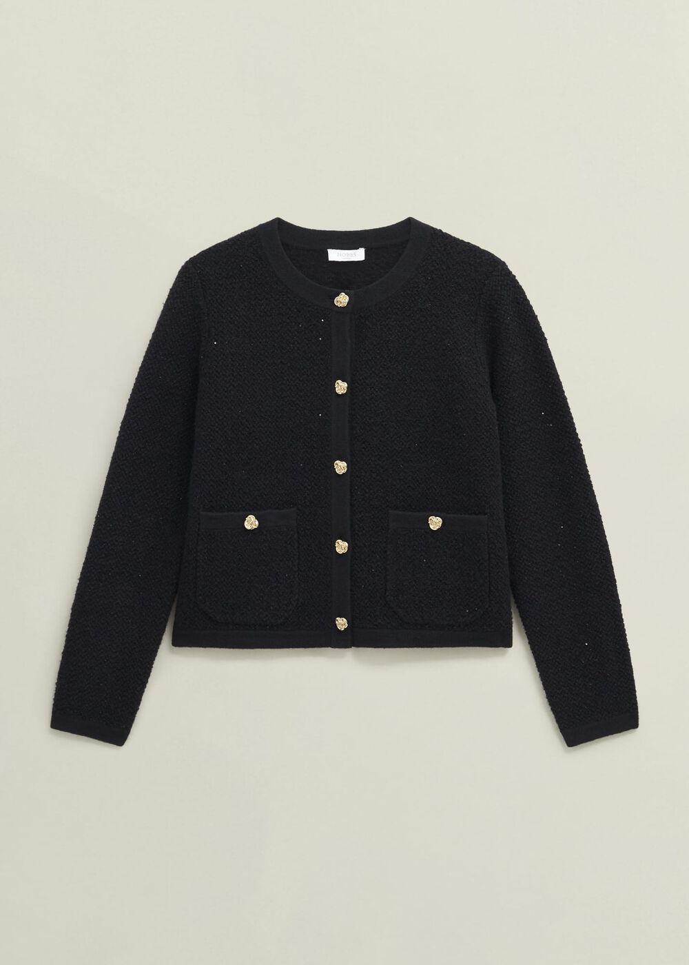 Mindy Textured Knitted Jacket, Black, hi-res