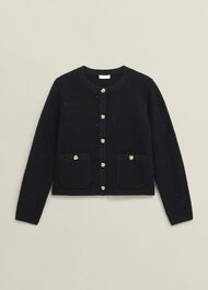 Mindy Textured Knitted Jacket, Black, hi-res