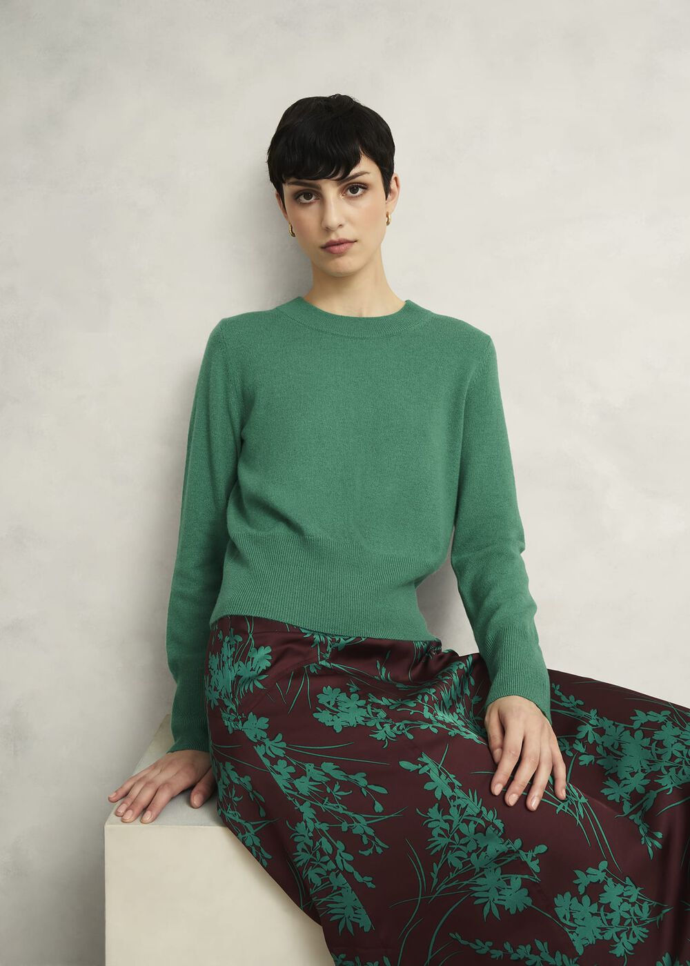 Tresco Wool Cashmere Jumper, Viridian Green, hi-res