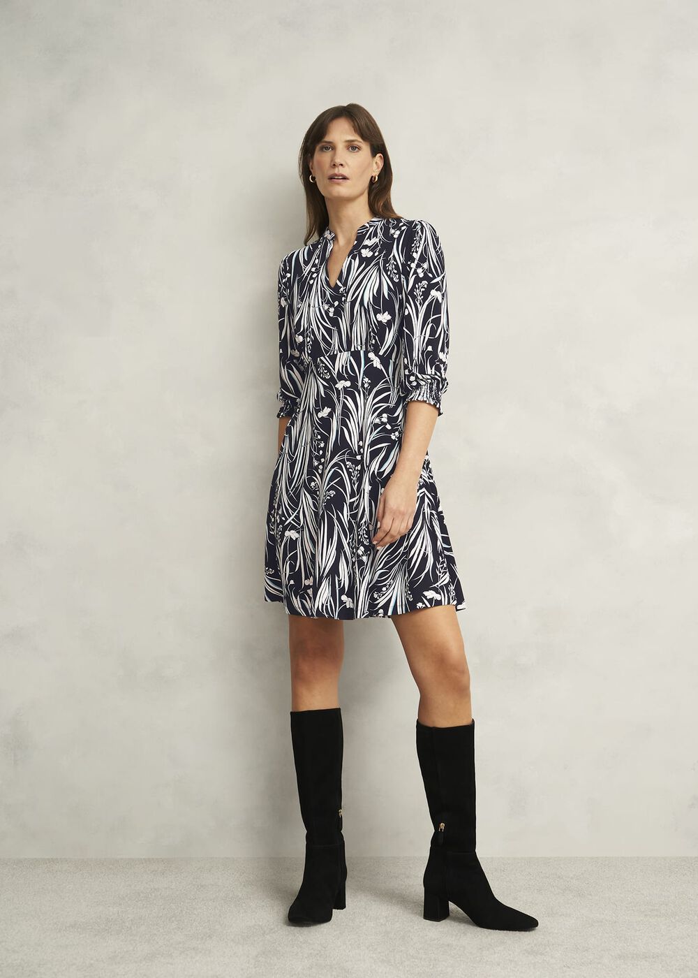 Petite Mollie Jersey Dress, Navy Ivory, hi-res