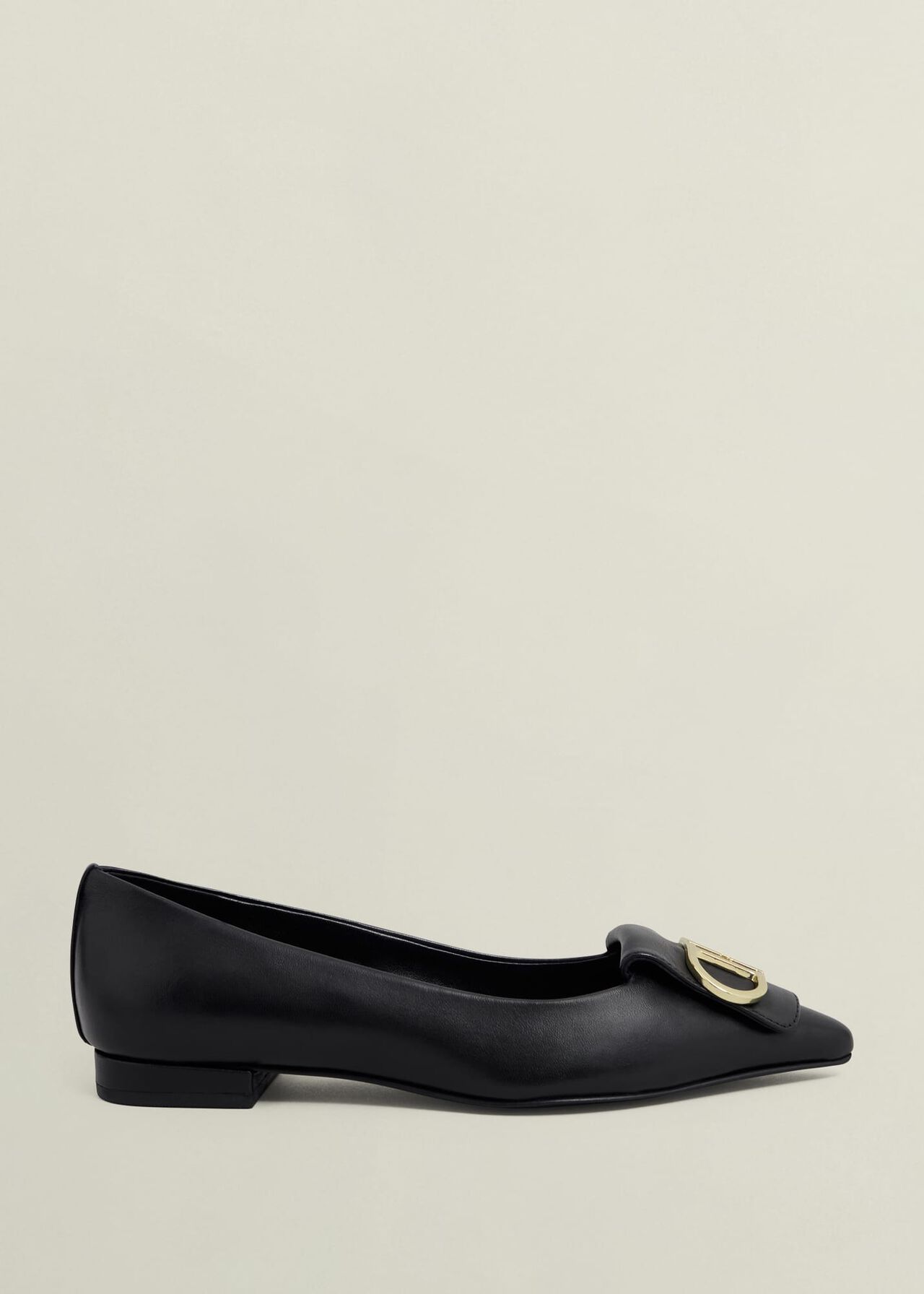 Leah Leather Pointed Flats, Black, hi-res