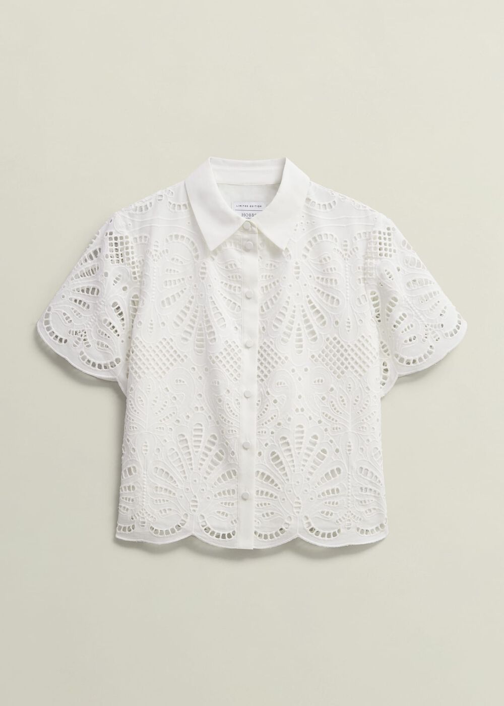 White Buscot Cotton Broderie Shirt, Hobbs White, hi-res