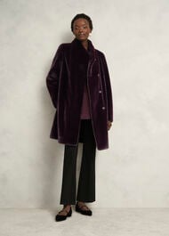 Petite Tarini Faux Fur Coat, Wine, hi-res