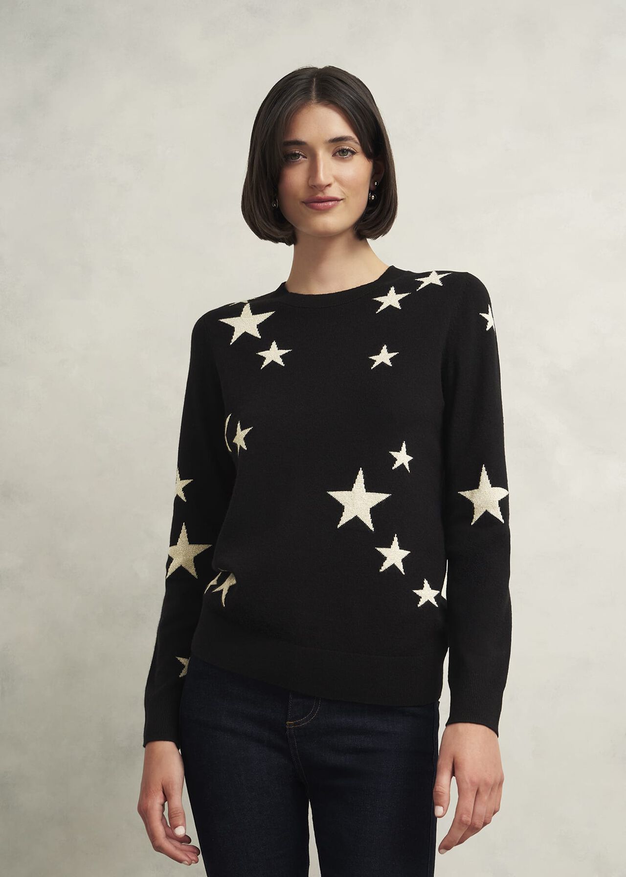 Samira Star Sweater With Cashemre , Black Ivory, hi-res