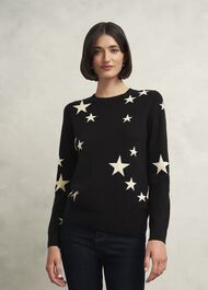 Samira Star Sweater With Cashemre , Black Ivory, hi-res