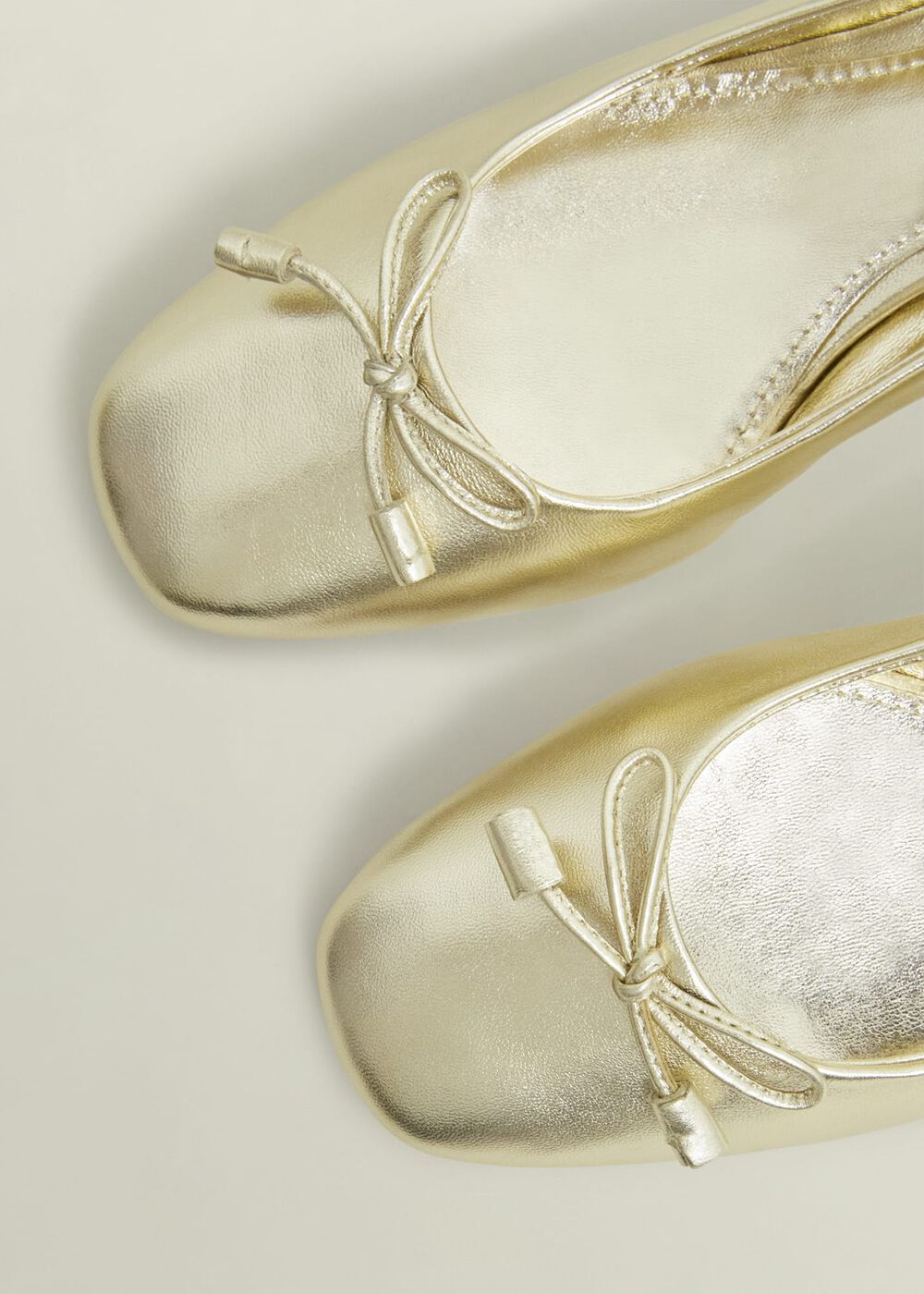 Andie Heeled Leather Ballerinas, Gold, hi-res
