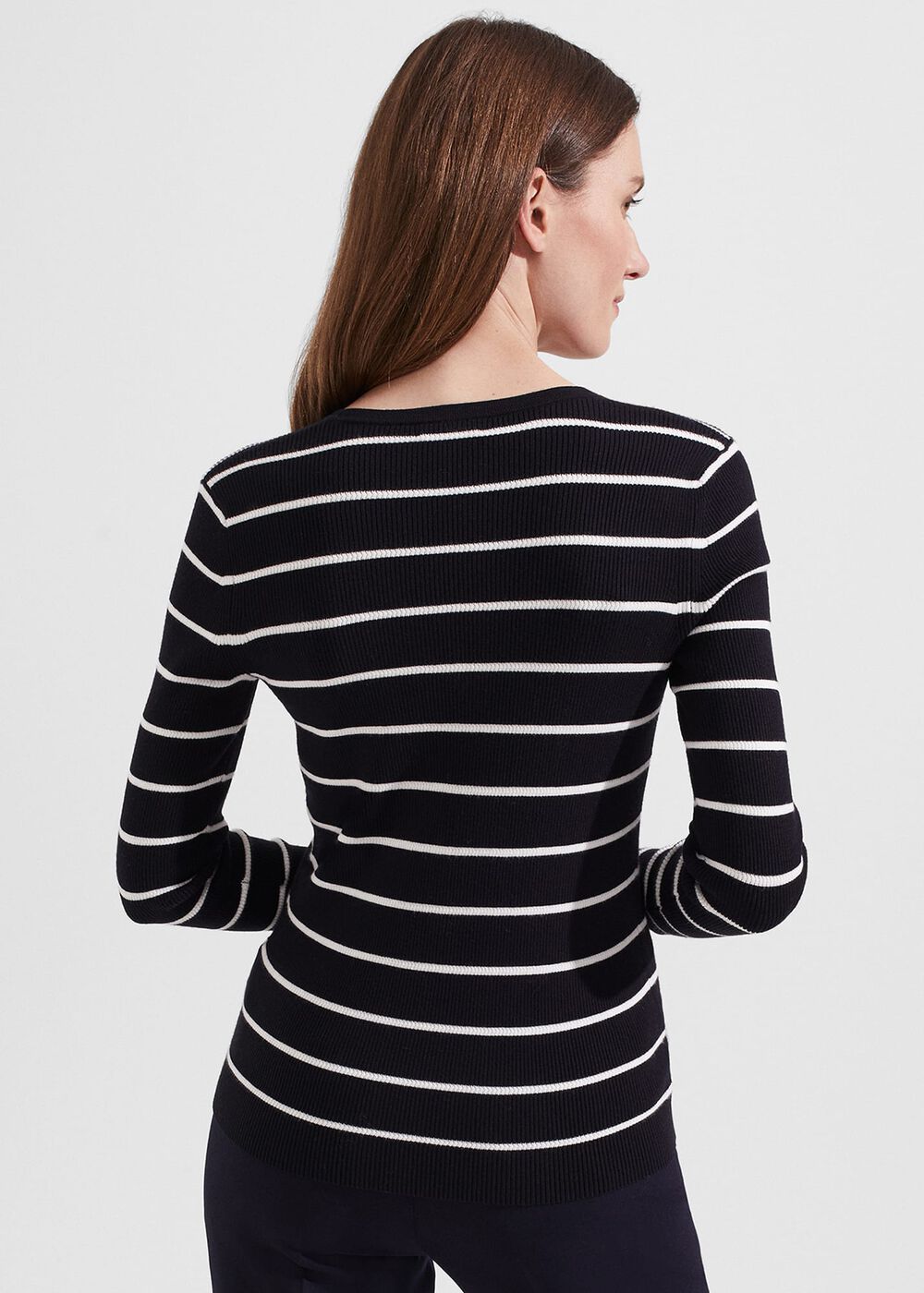 Nova Stripe Jumper, Navy Ivory, hi-res