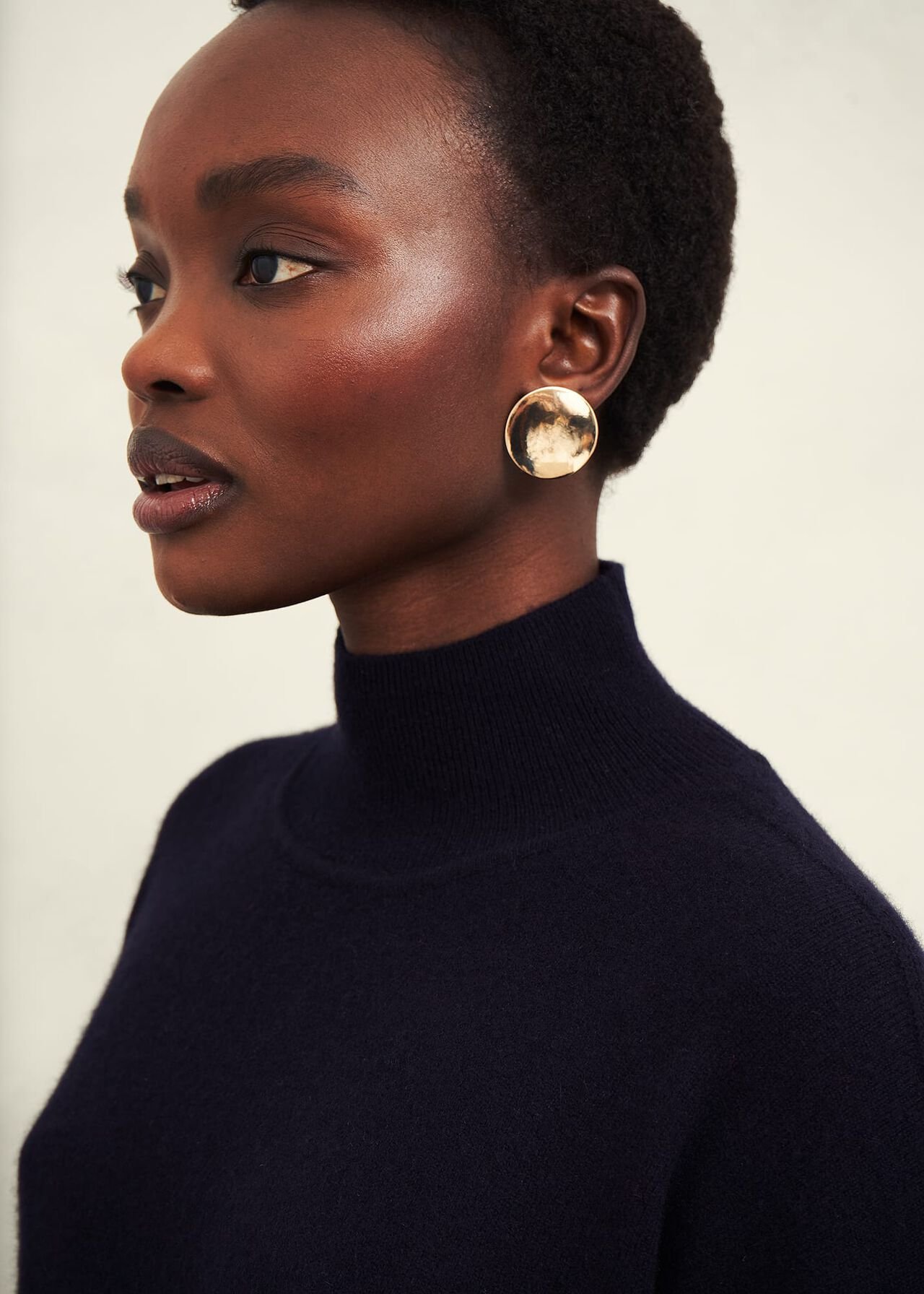 Marlena Cashmere Funnel Neck Jumper, Hobbs Navy, hi-res