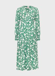 Allison Floral Fit And Flare Dress, Green White, hi-res