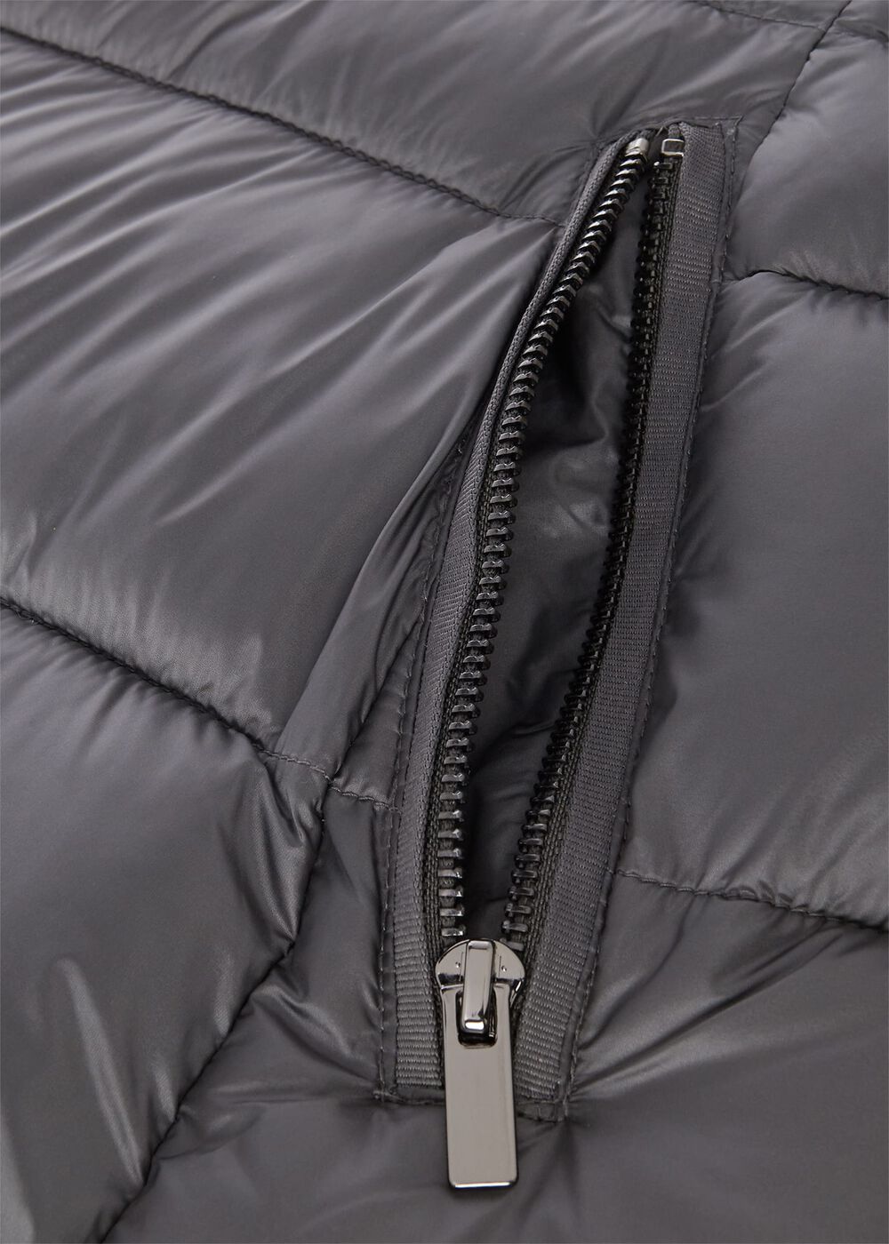 Danika Long Puffer Jacket With Hood, Charcoal Grey, hi-res