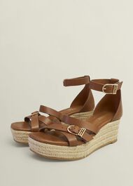 Paloma Leather Espadrilles, Tan, hi-res