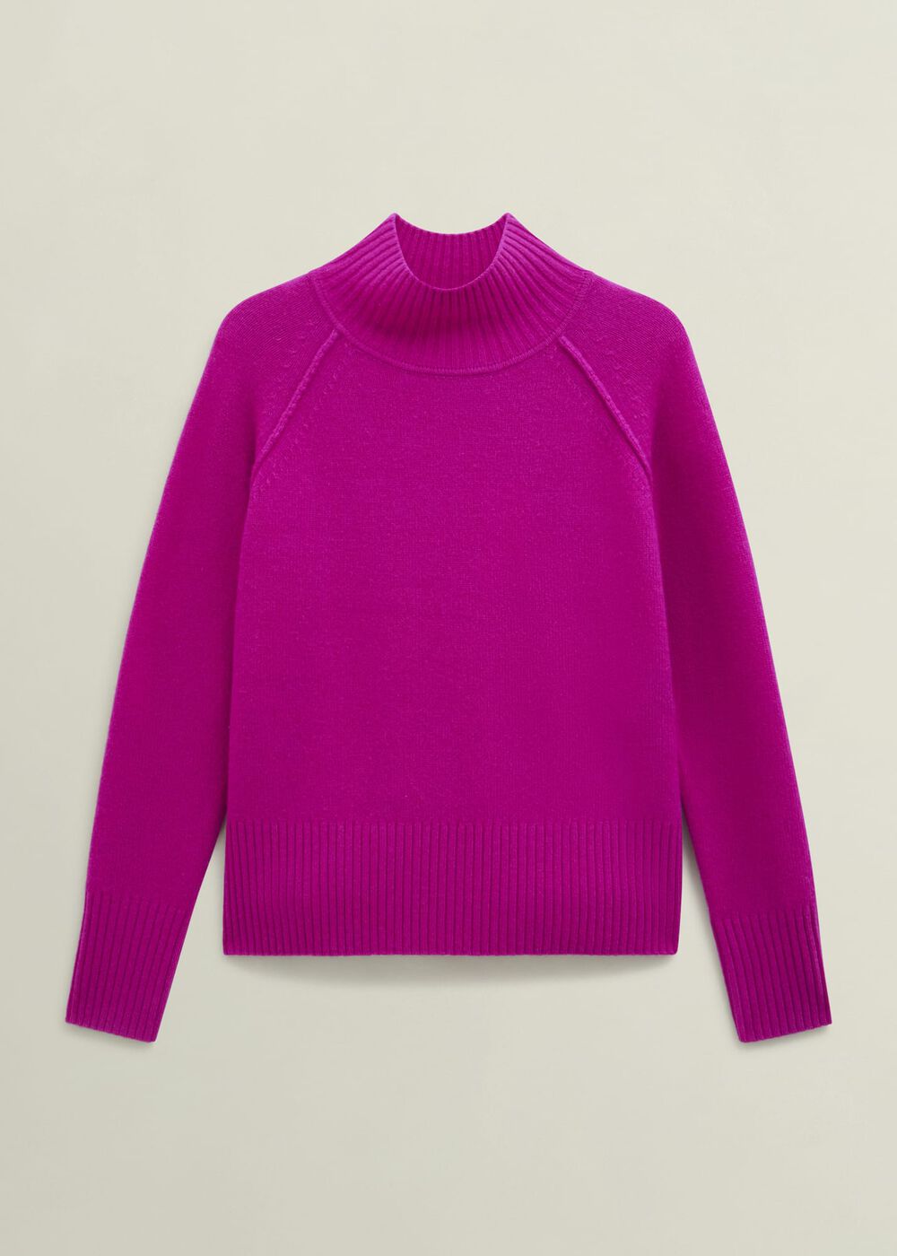 Pink Lorraine Wool Blend Turtle Neck Knitted Sweater, Magenta Pink, hi-res